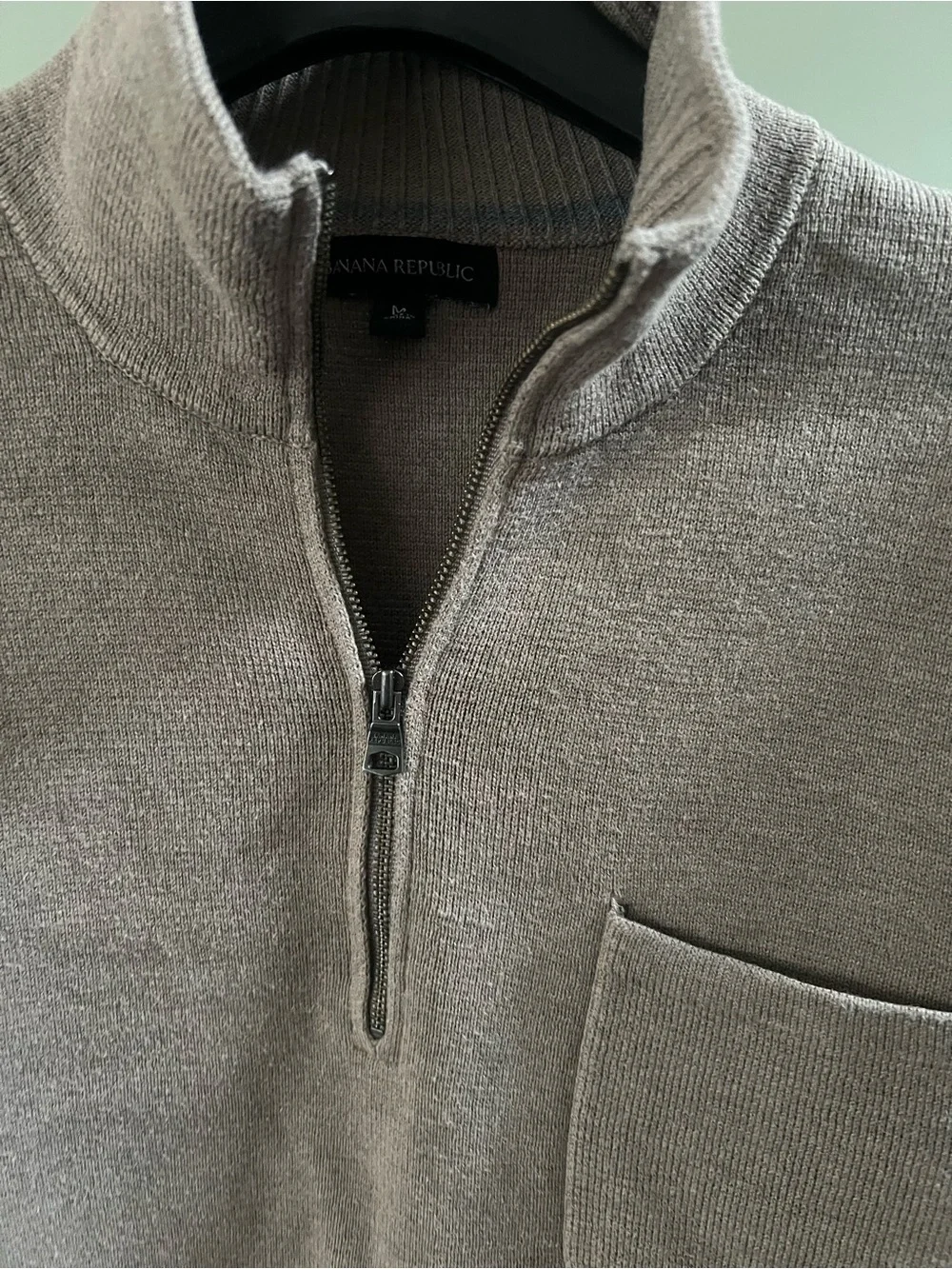 Quarter-Zip Pocket Sweater - Taupe